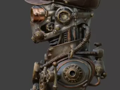 Steampunk Aviator Bust 3D Model Low-poly 3D model