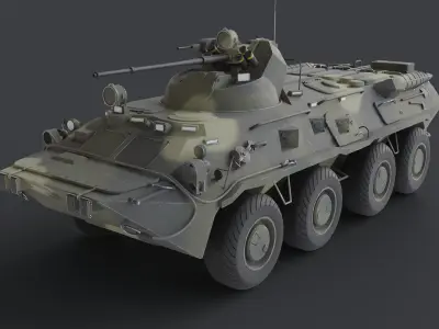 BTR-80A - Armoured Personnel Carrier Low-poly 3D model
