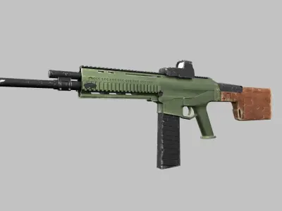 Assault rifle Low-poly 3D model 6