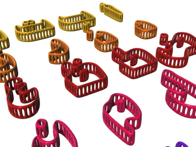 Arabic Alphabets and Numerals 01 Skeletal Pipes 3D model
