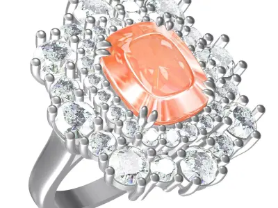 Antique Diamond Flower Vintage Ring 3D print model