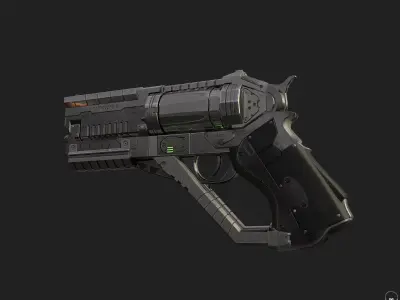 Revolver-Pistol Hybrid Low-poly 3D model