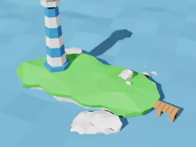 island with a lighthouse 3D model