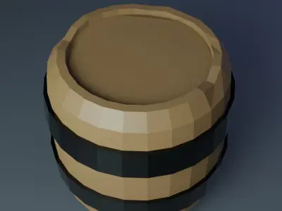 Low Poly Barrel set with 6 barrels Free low-poly 3D model