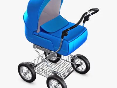 Baby Stroller Blue v 1 3D model