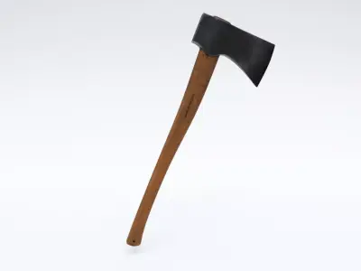 Axe - Forged head with wooden handle 3D model