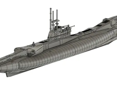 British T-class submarine 1-350 scale model STL 3D print model