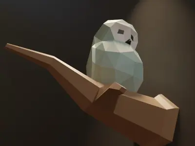 Owl low poly model polygonal 3D model