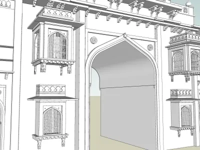 indian jodhpuri stone ghanta ghar sumer gate 3d modal  Low-poly 3D model