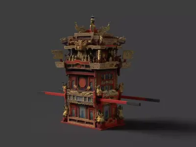 Chinese Wedding Sedan Chair  Low-poly 3D model