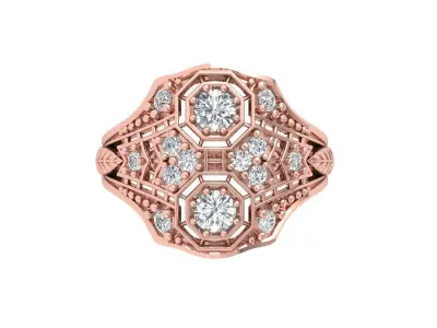 Solitaire Engagement Art Deco Ring 3D print model