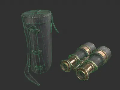 Vintage Binoculars Low-poly 3D model