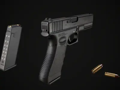 Glock 18 gameready asset with textures Low-poly 3D model