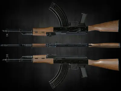  AK 47 low poly Game ready model Low-poly 3D model