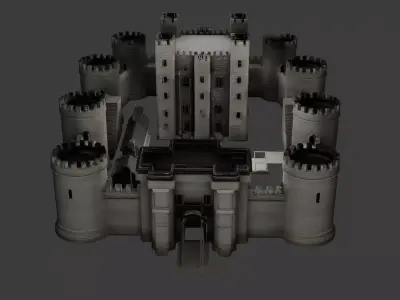 Royal Medieval Fortress Castle 3D Model Low-poly 3D model