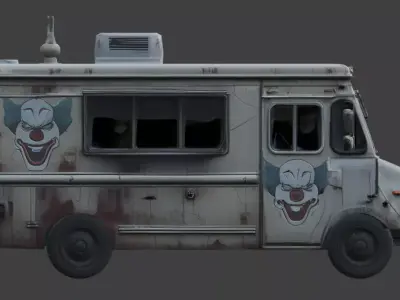 Possessed Clown Ice Cream Truck 3D Model Low-poly 3D model