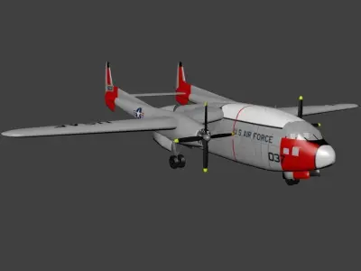 Fairchild C-119 Flying Boxcar Low-poly 3D model