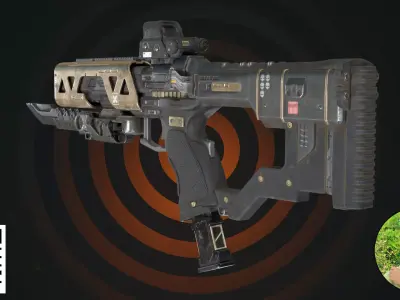 Cyberpunk Tactical SMG - Gold Matte Black Edition  3D model