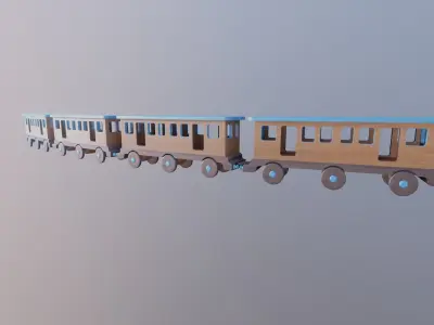 WOODEN LARGE TRAIN CARRIAGE TOYS - RogueFilmProductions Low-poly 3D model