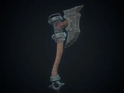 Stylized Battle Axe Low-poly 3D model