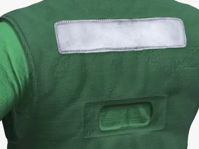 High Visibility Work Vest with Chest Pockets Green Used 3D model