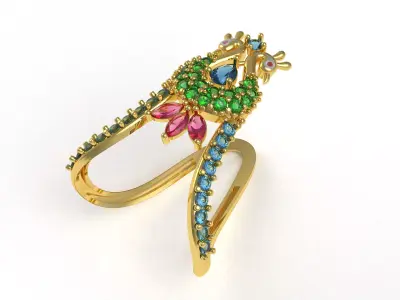 Sparkling Peacock Ring 3D print model