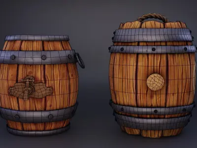  Stylised Barrels  Low-poly 3D model