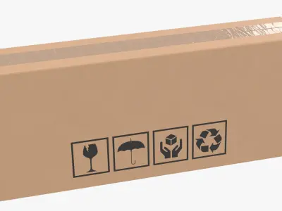 Cardboard Box 50x10x20 Closed 3D model