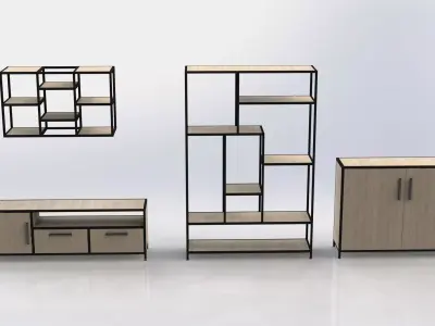Industrial Modular Furniture Set 3D model