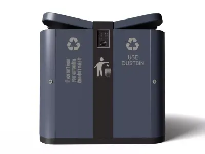 Sci-Fi Street Dual Trash Bin Low-poly 3D model