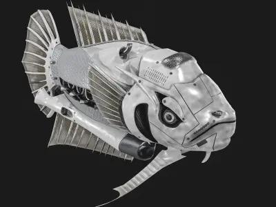 Sci-fi Robot Fish  Pack Low-poly 3D model