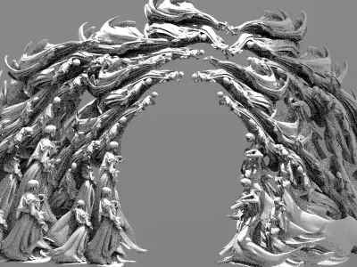 Scull Ghosts Sculptures Colossal Archway 3D model