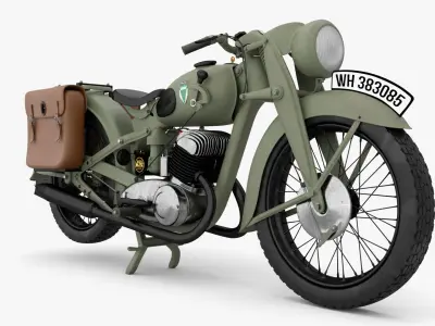 Motorcycle wwii vintage 3D model