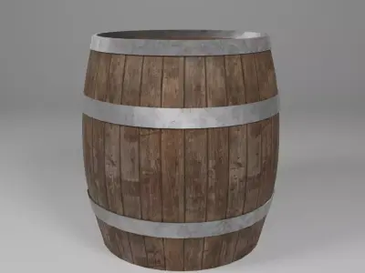 Game Ready Wooden Barrel Low-poly 3D model