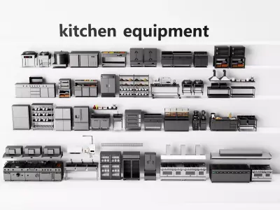 Commercial Kitchen Equipment Collection Low-poly 3D model