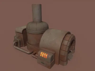 Retrofuturism Stylized Scifi Megaforge Low-poly 3D model