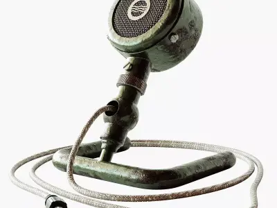 Vintage Antique Desk Microphone 3D model