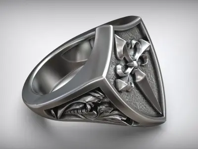 Santiago Cross Orden Signet Amulet Ring 3D print model