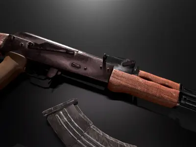 AKM Assault Rifle 3D model Low-poly 3D model