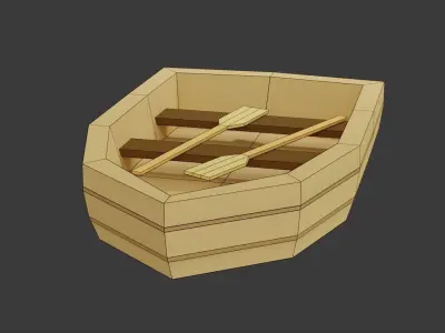 LowPoly boat with oars Free low-poly 3D model
