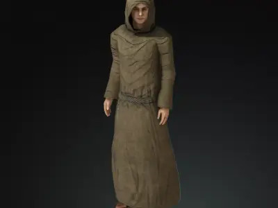 Monk civilian Low-poly 3D model