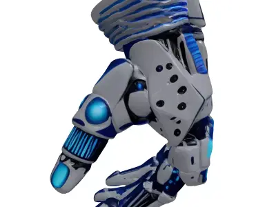 Cybernetic Hand Carbon Fiber Glowing 3D model