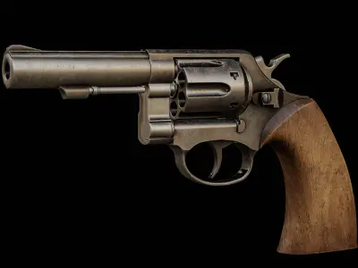 revolver  Low-poly 3D model buy