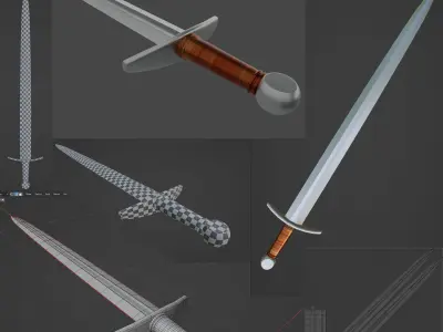 Medieval Weapon Pack Subdiv ready 2k rez textures Low-poly 3D model