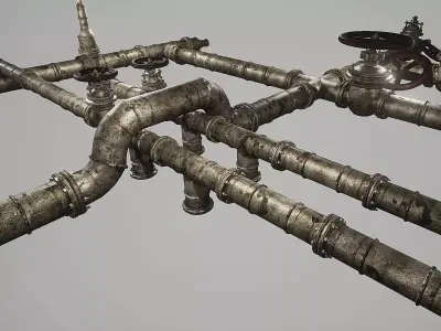 Rusted Pipes Pack  Low-poly 3D model