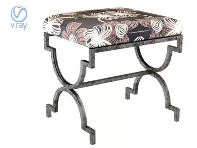 Cream Bench Textile with Metal Low-poly 3D model