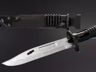 L3A1 Bayonet and Scabbard Low-poly 3D model