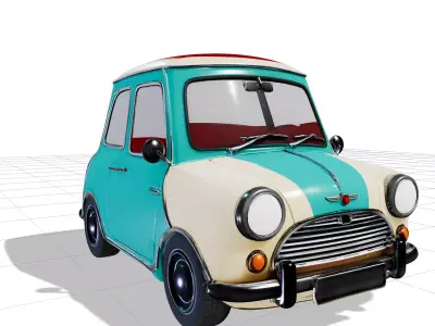 Retro Compact Car R1 Low-poly 3D model