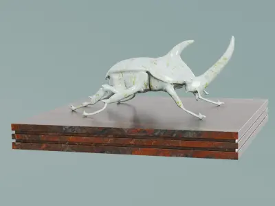 House Decoration Rhinoceros Beetle Statue Low-poly 3D model