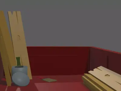 wooden boards paint and two brushes 3D model